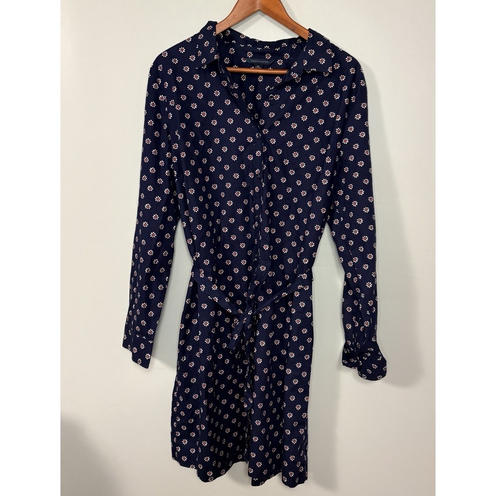 Tommy Hilfiger Shirt Dress Button Front Sash Tie Navy Red White Floral XXL